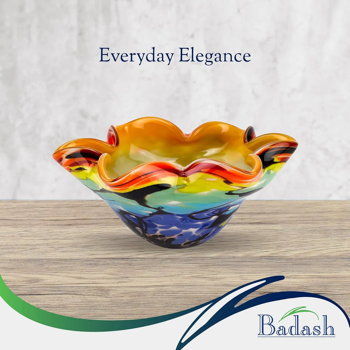 8” Mouth-Blown Art Glass Bowl E567