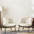 Black & Gray Velvet Barrel Chair with Metal Legs P55193