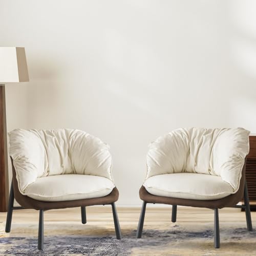 Black & Gray Velvet Barrel Chair with Metal Legs P55193