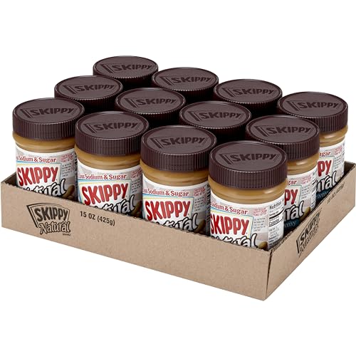 Natural Creamy Reduced Sugar and Sodium Peanut Butter, 15 Ounce (Pack of 12) O162