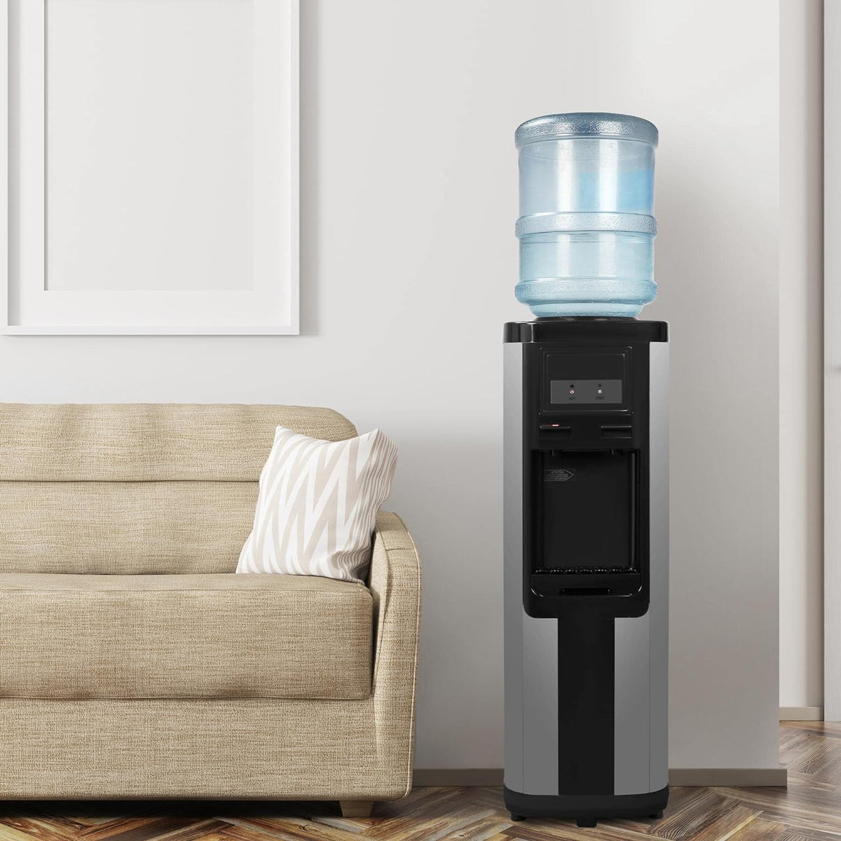 Black Stainless Steel Top Loading Water Cooler Dispenser for 3 & 5 Gallon Bottles D2457