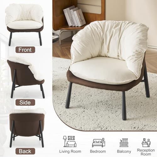 Black & Gray Velvet Barrel Chair with Metal Legs P55193