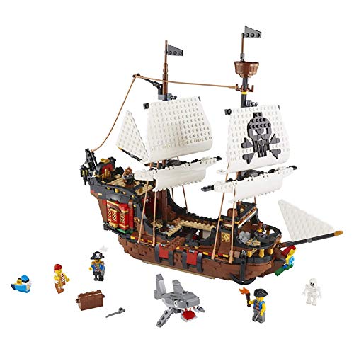 LEGO Creator 3 in 1 Pirate Ship Building Set, 4 Minifigures, Shark Toy, Ages 9+ B689073