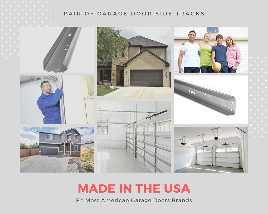 Set of Left and Right Galvanized Steel Garage Door Vertical Track for 7 Foot Tall U951715