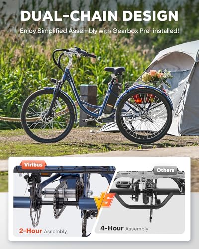 Electric Trike, 7 Speed, 48V 13Ah Battery, Front Suspension, 350W Motor, 24 26 inch Dual Chain W61499