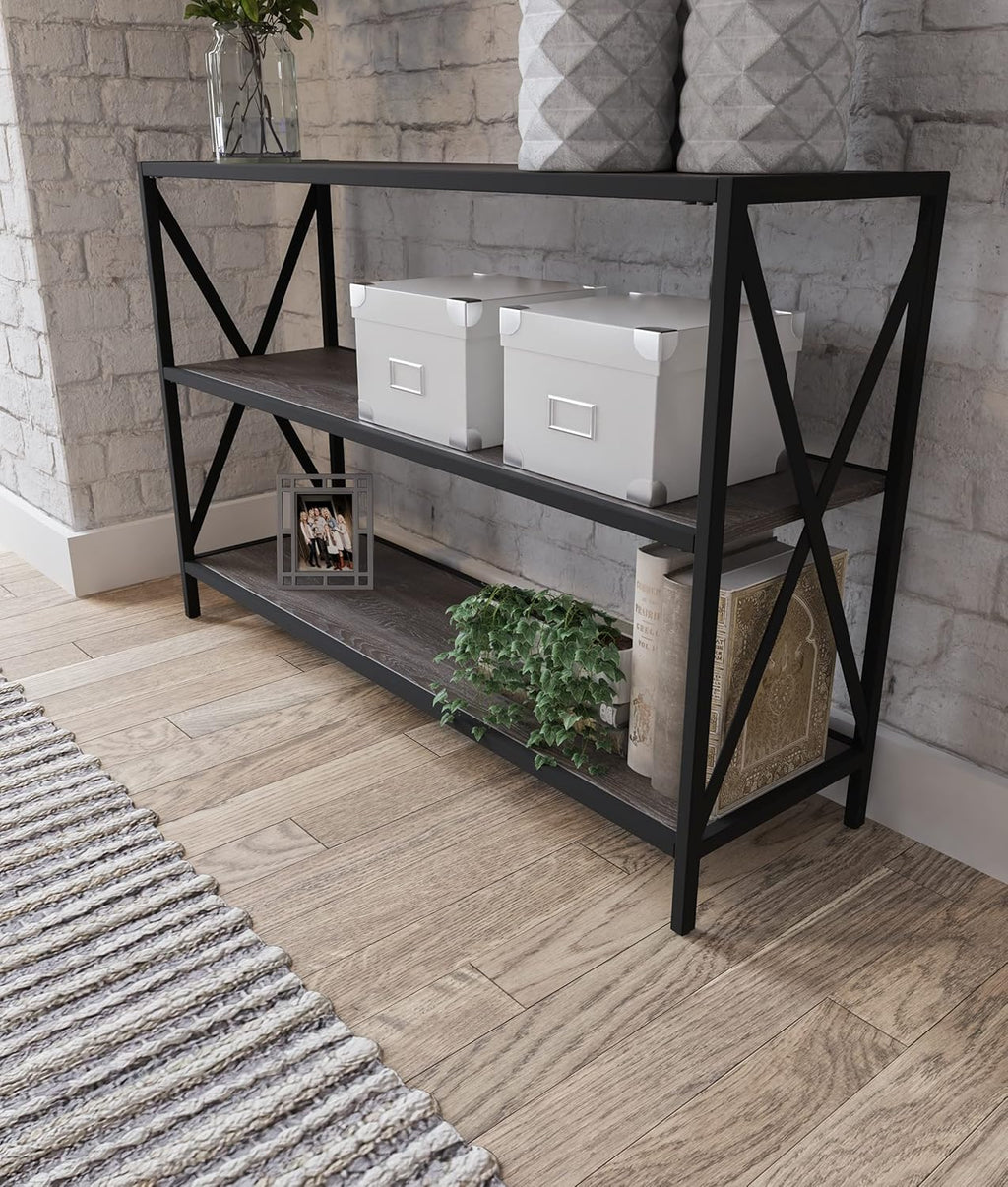 2 Tier Dark Gray Bookcase I3448