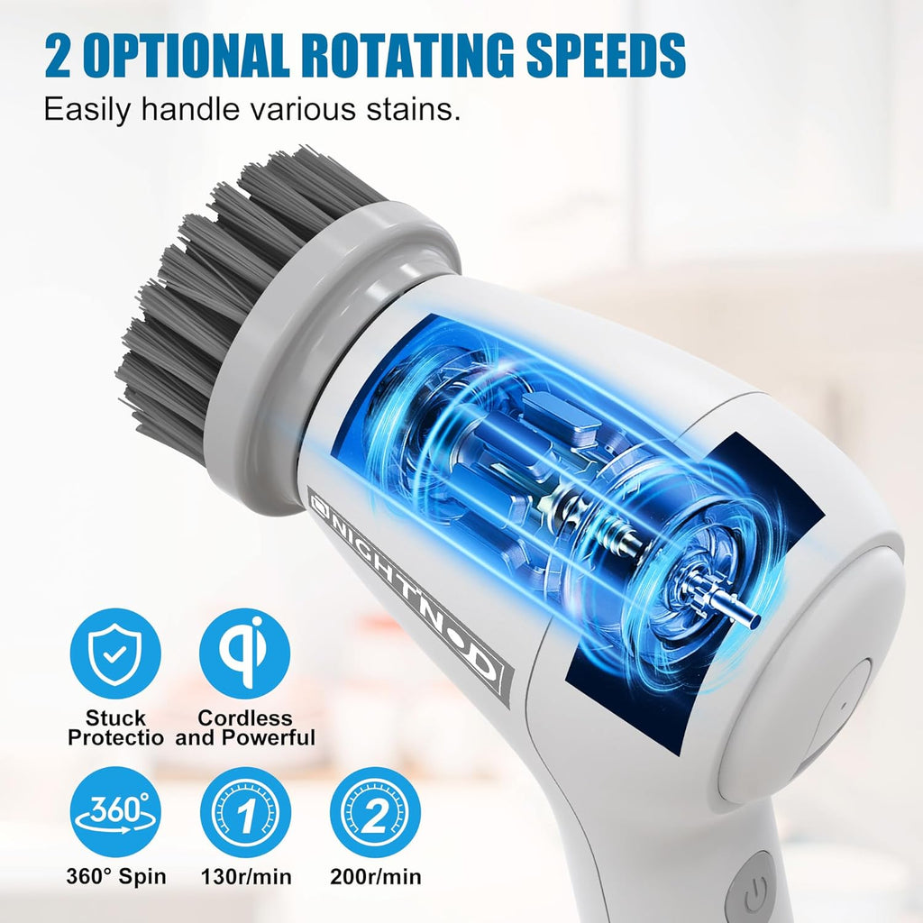 Cordless Electric Cleaning Brush with 4 Replaceable Brush Heads P713127