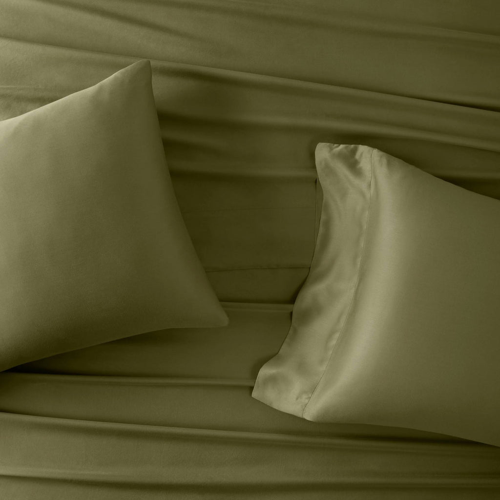 400 Thread Count Washed Lyocell Sheet Set Moss Green Z6610