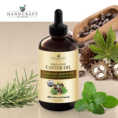 Organic Castor Oil with Rosemary and Peppermint Oil in Glass Bottle - 2 Fl Oz D324635