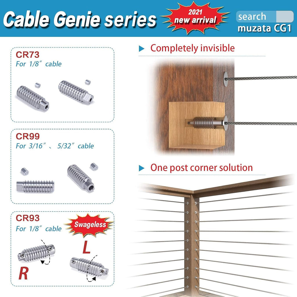 10 Set T316 Stainless Steel Cable Railing Kit H2024