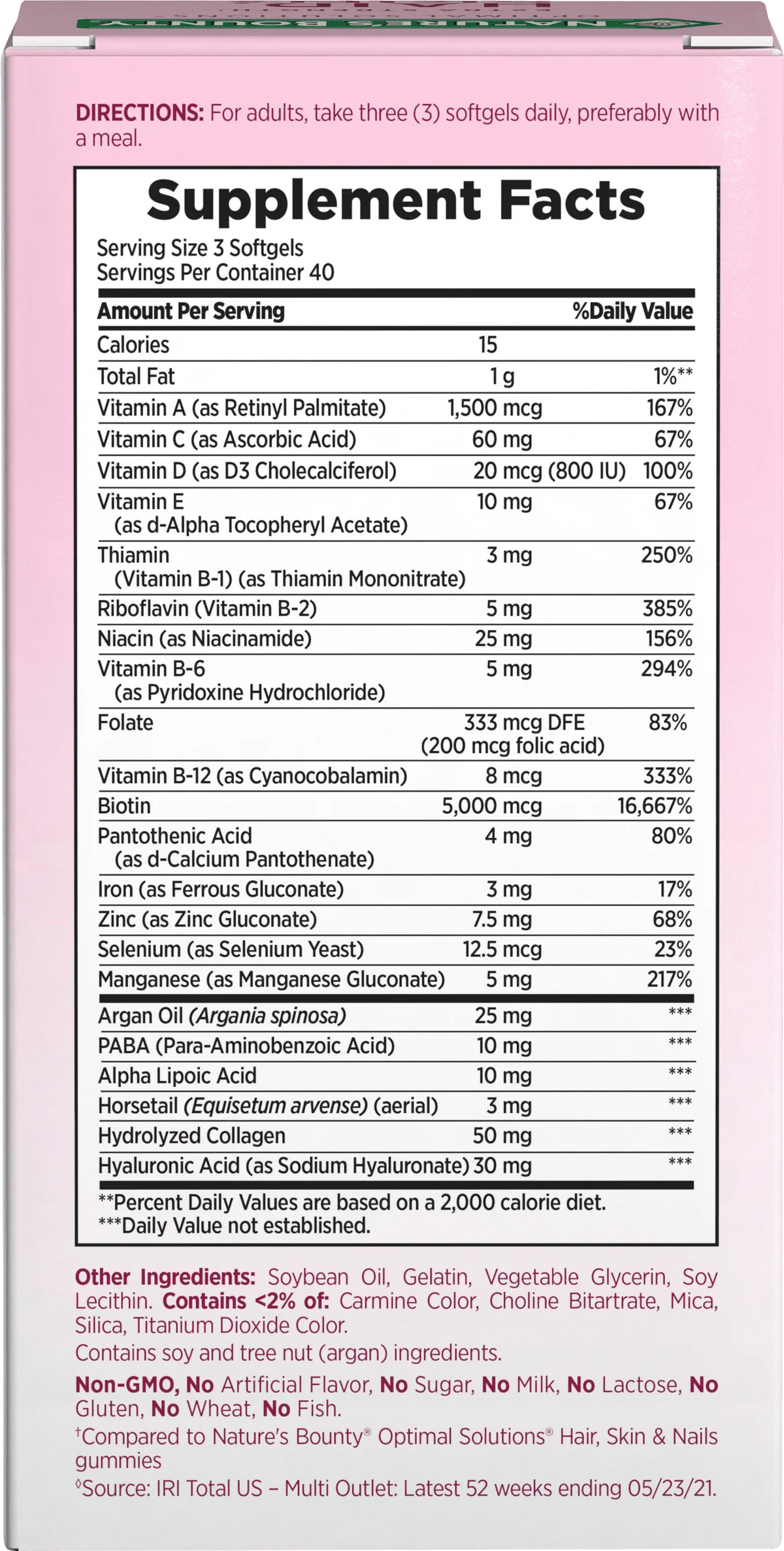 Advanced Hair, Skin and Nail Biotin & Vitamins A, C, & E Softgels, 120 Ct I67895