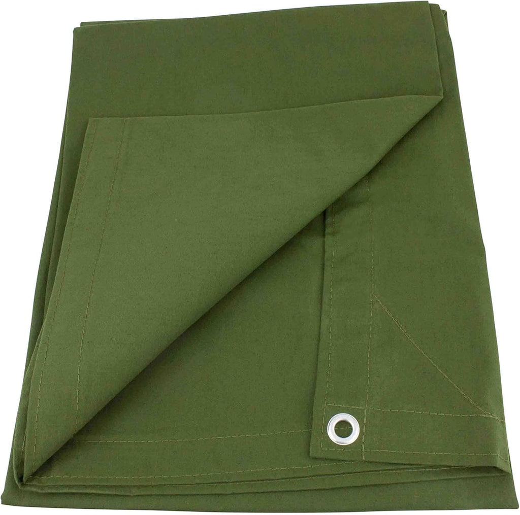 Green Canvas Tarp 12oz Heavy Duty Water Resistant 10' x 16' Pack of 2 T289062