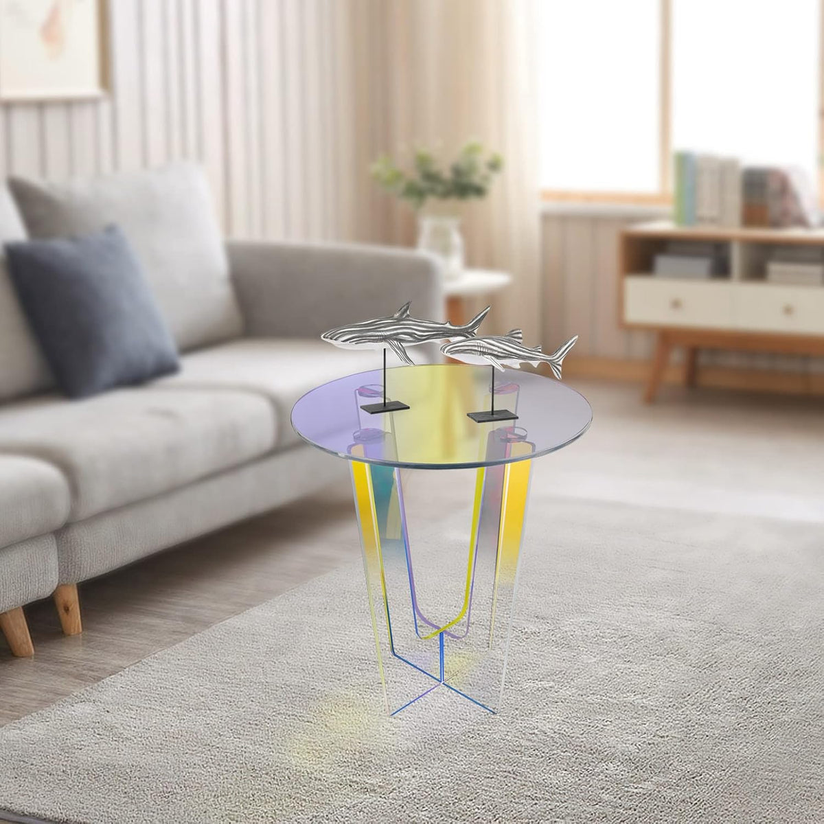 Acrylic Side Table with Storage Shelf W636992