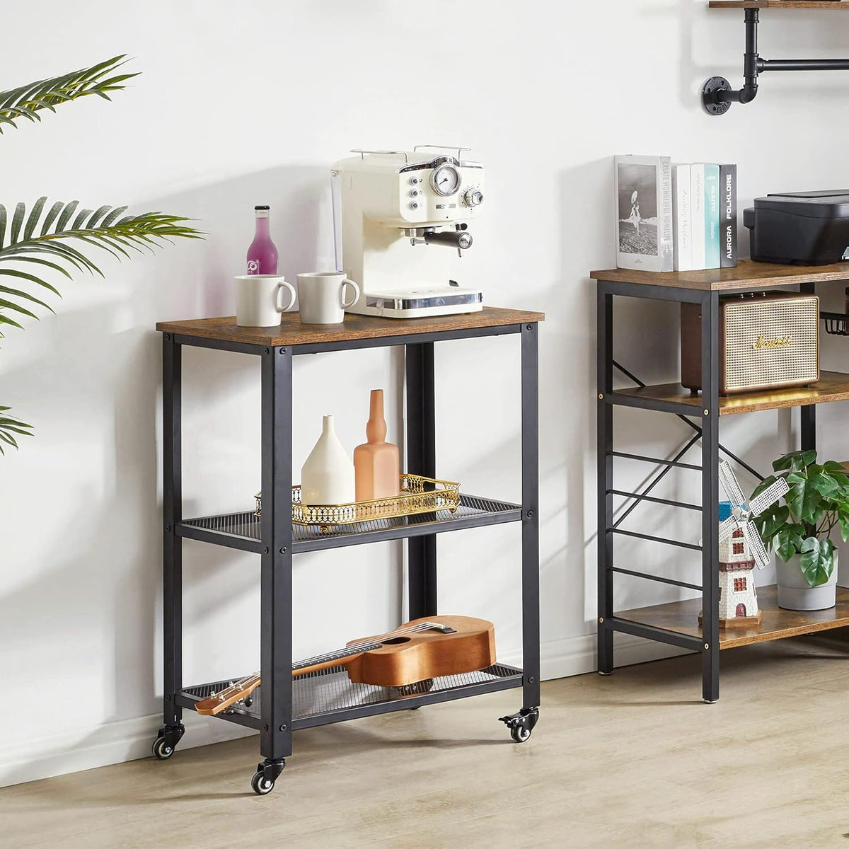 Vintage 3-Tier Kitchen Bar Cart on Wheels M69626
