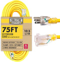 75 Ft 10 Gauge Yellow Heavy Duty Extension Cord J8808