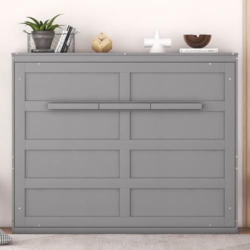 Gray Queen Solid Wood Murphy Cabinet Bed R78342