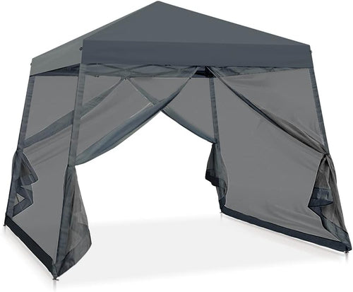 10' x 10' Slant Leg Pop Up Canopy Tent with Mosquito Netting Beige M19793