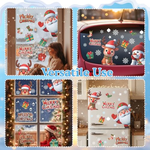 226 PCS White Snowflake Window Clings, 9 Sheets Double-Sided Reusable Decals O9434