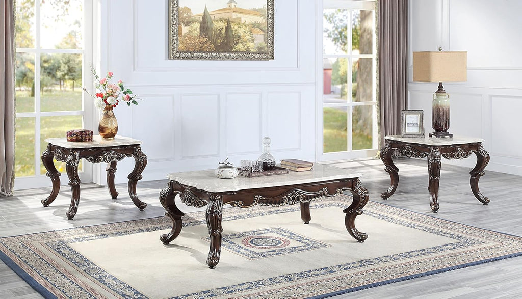 Wooden Coffee Table in Marble and Antique Oak O215
