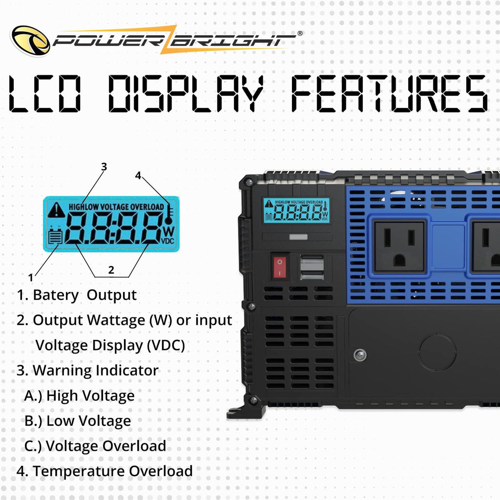 4000 Watts 12V to 110V Modified Sine Wave Power Inverter I364