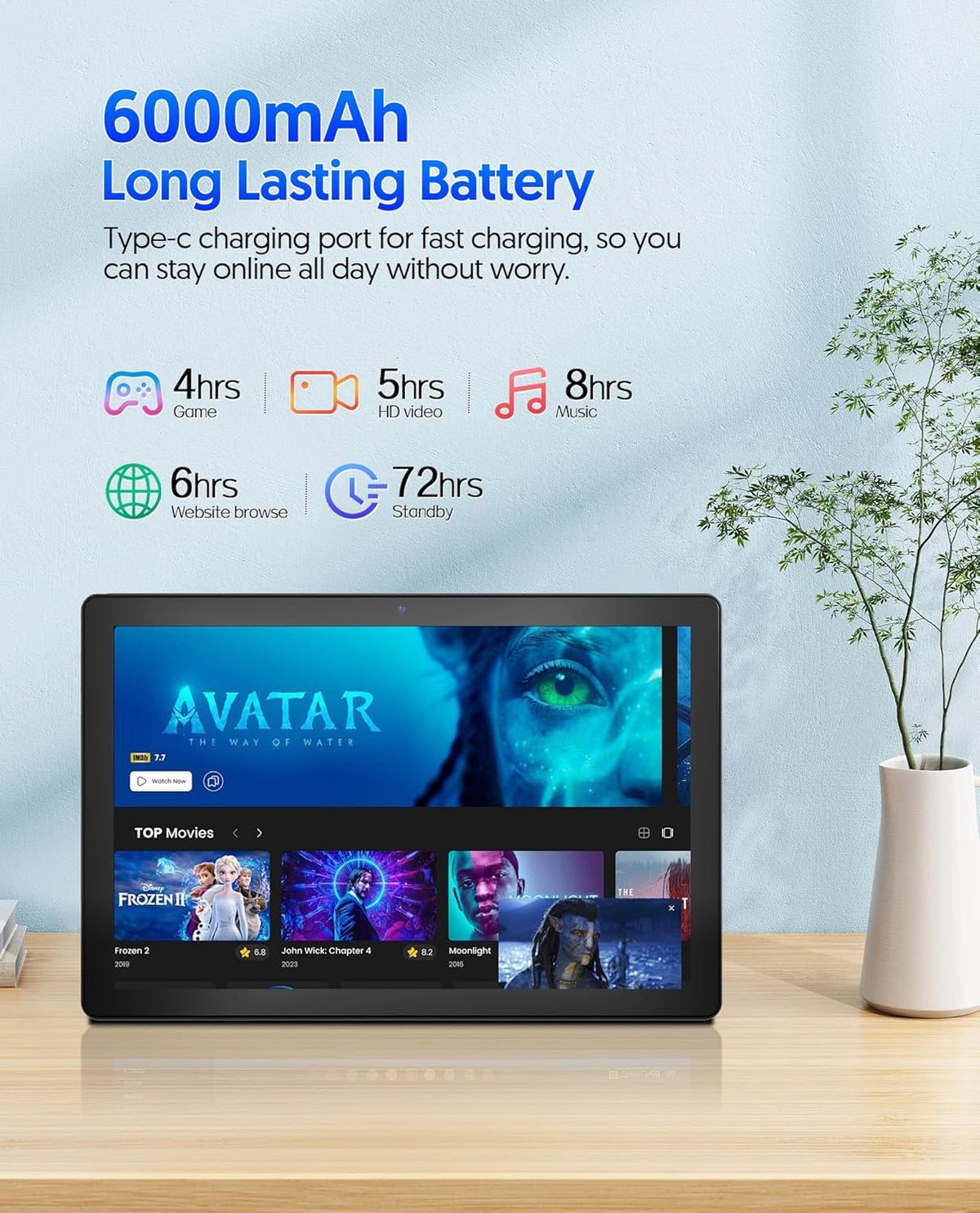 6GB RAM 64GB ROM 10 inch Android Tablet with Keyboard X84547