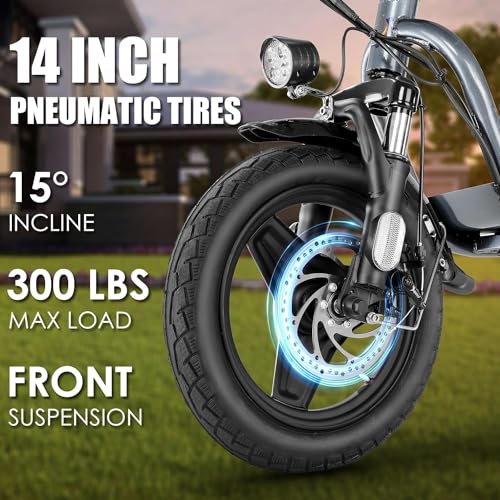 500W/800W/1200W Electric Scooter with Seat, 14" Fat Tire, Foldable Electric Scooter H633519