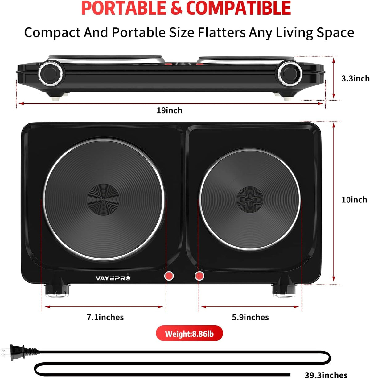 1800W Portable Double Electric Hot Plate G134