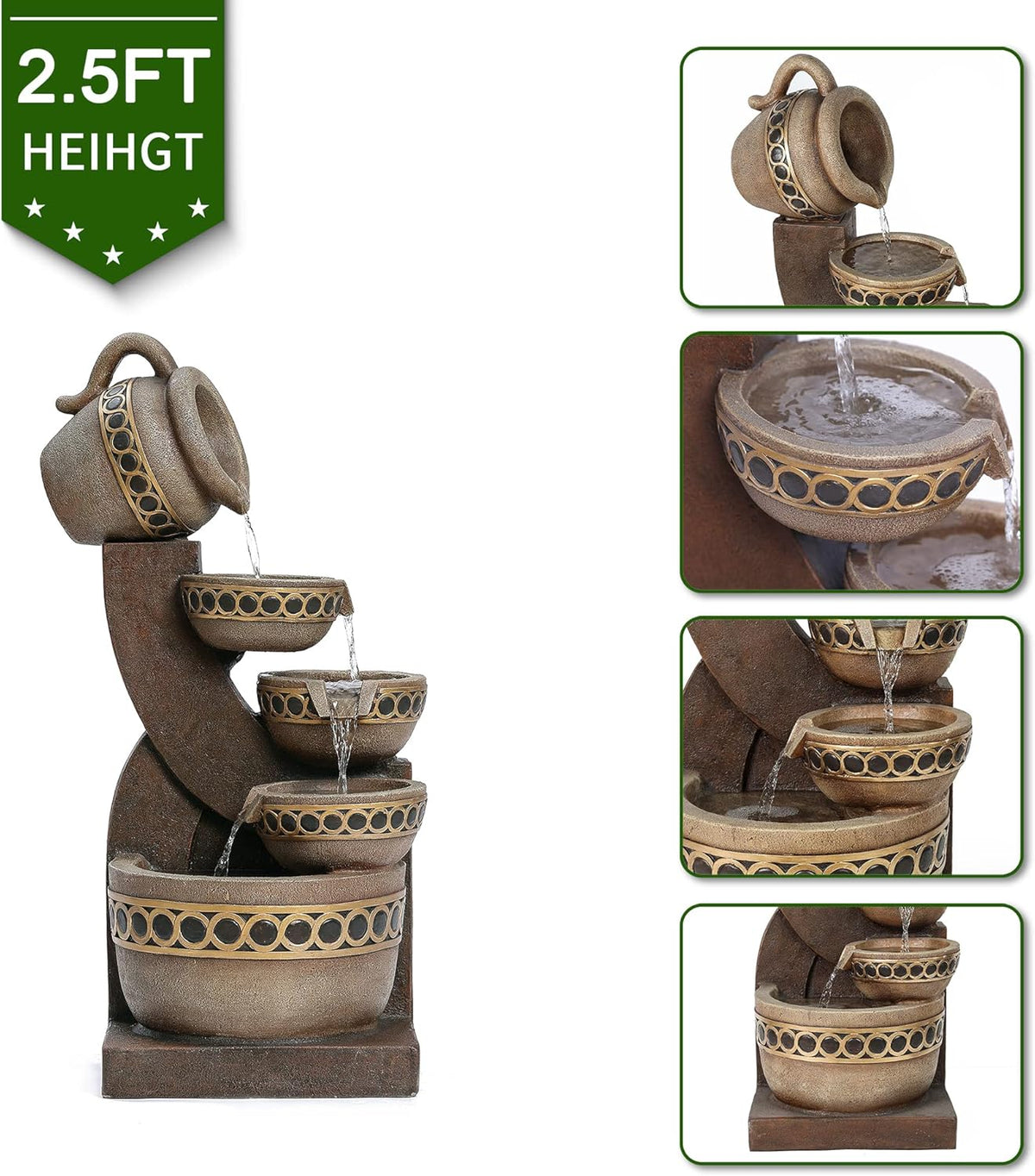 5 Tiered Polyresin Outdoor Water Fountain J28919