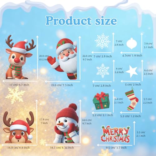 226 PCS White Snowflake Window Clings, 9 Sheets Double-Sided Reusable Decals O9434