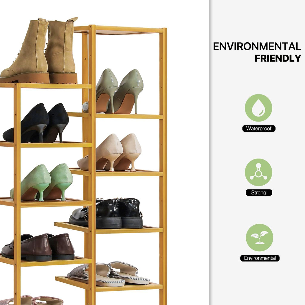 Bamboo 12-Tier Vertical Double Row Shoe Rack (Natural) R5721