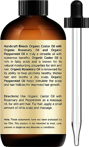 Organic Castor Oil with Rosemary and Peppermint Oil in Glass Bottle - 2 Fl Oz D324635