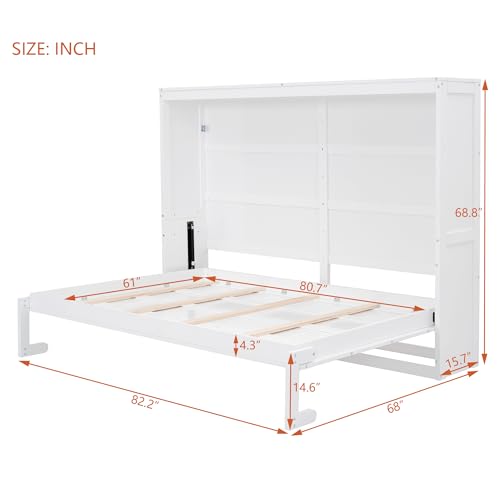 Gray Queen Solid Wood Murphy Cabinet Bed R78342