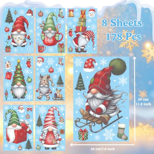 226 PCS White Snowflake Window Clings, 9 Sheets Double-Sided Reusable Decals O9434