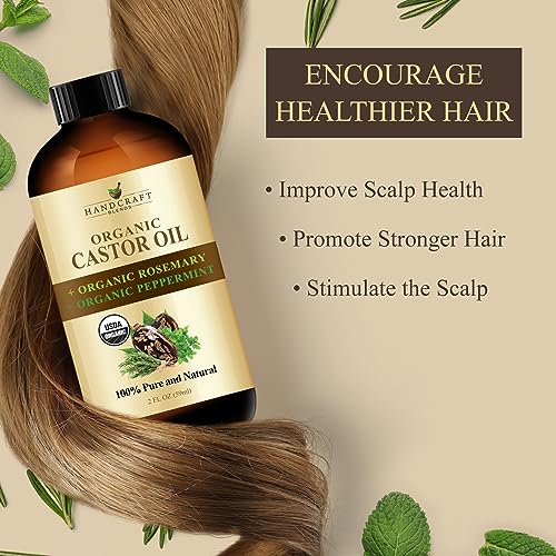 Organic Castor Oil with Rosemary and Peppermint Oil in Glass Bottle - 2 Fl Oz D324635