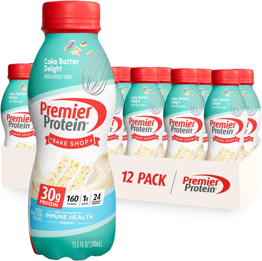 12 Pack Premier Protein Shake Salted Caramel Popcorn and Cake Batter 30g Protein 1g Sugar X465
