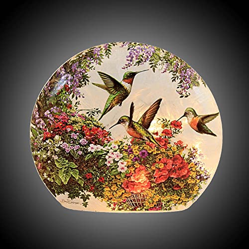 Coral Glass Hummingbirds Flowers Electric Orb, 7.0 inch Q16877