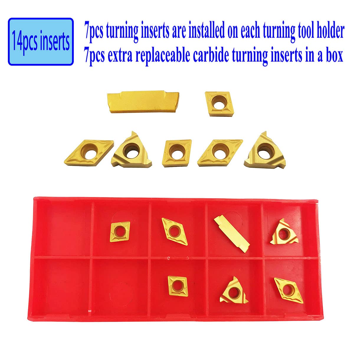 21 Pcs 10mm Shank Carbide Lathe Turning Insert Tool Holder Bit Set D85830