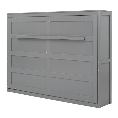Gray Queen Solid Wood Murphy Cabinet Bed R78342
