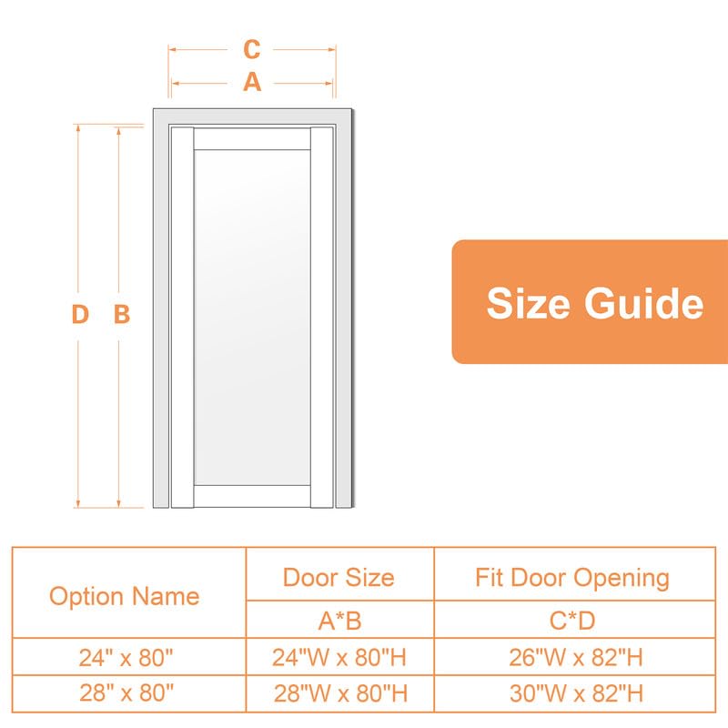 24" x 80" Slab Doors 5-Lite Tempered Frosted Glass Interior French Door, Solid MDF Door PVC Surface Single Panel Slab N314098