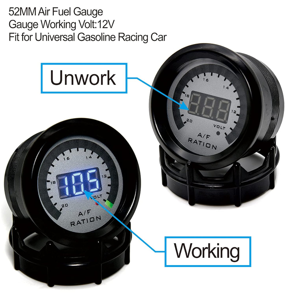 52mm LED Digital Air/Fuel Ratio Gauge with Narrowband O2 Oxygen Sensor Pack of 2 E43181