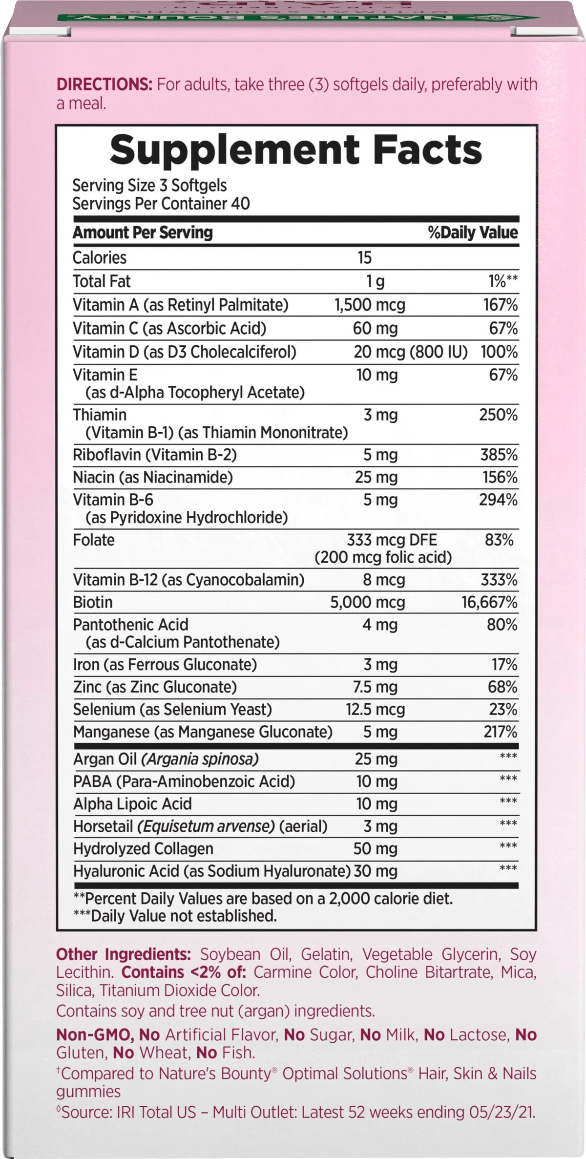 Advanced Hair, Skin and Nail Biotin & Vitamins A, C, & E Softgels, 120 Ct I67895