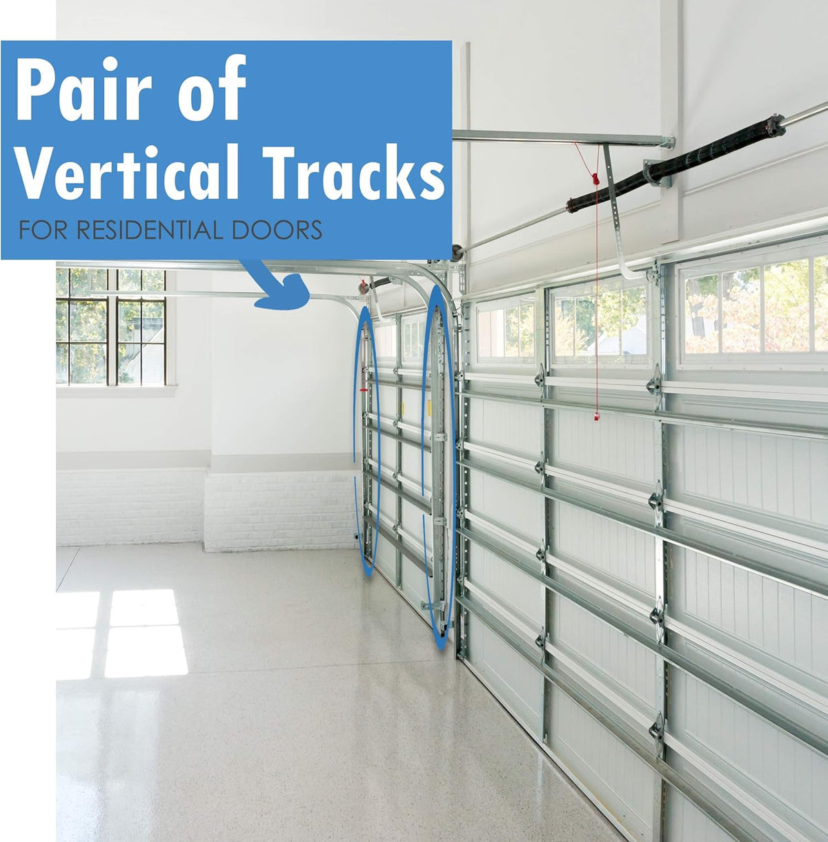 Set of Left and Right Galvanized Steel Garage Door Vertical Track for 7 Foot Tall U951715