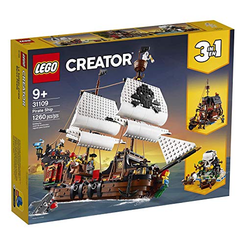 LEGO Creator 3 in 1 Pirate Ship Building Set, 4 Minifigures, Shark Toy, Ages 9+ B689073