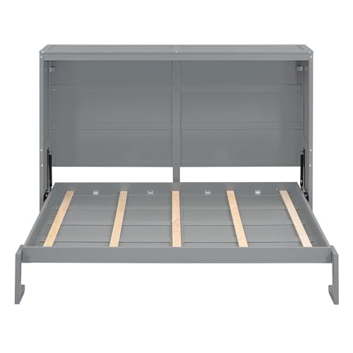 Gray Queen Solid Wood Murphy Cabinet Bed R78342