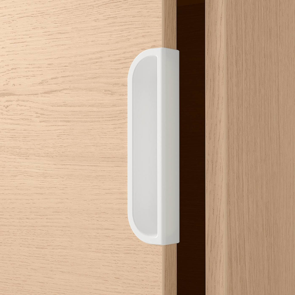 White Stained Oak Veneer Cabinet with Sliding Doors R70965