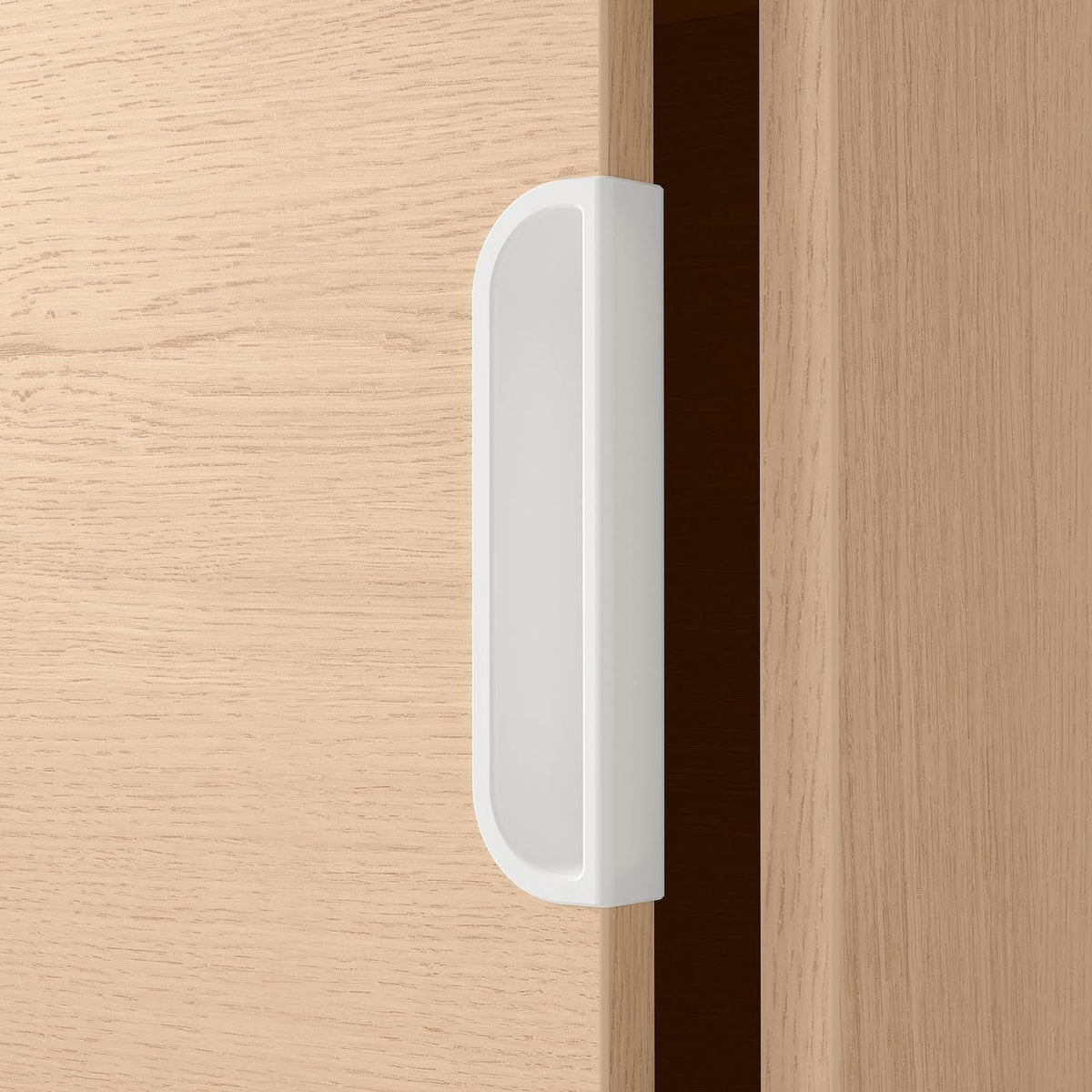 White Stained Oak Veneer Cabinet with Sliding Doors R70965