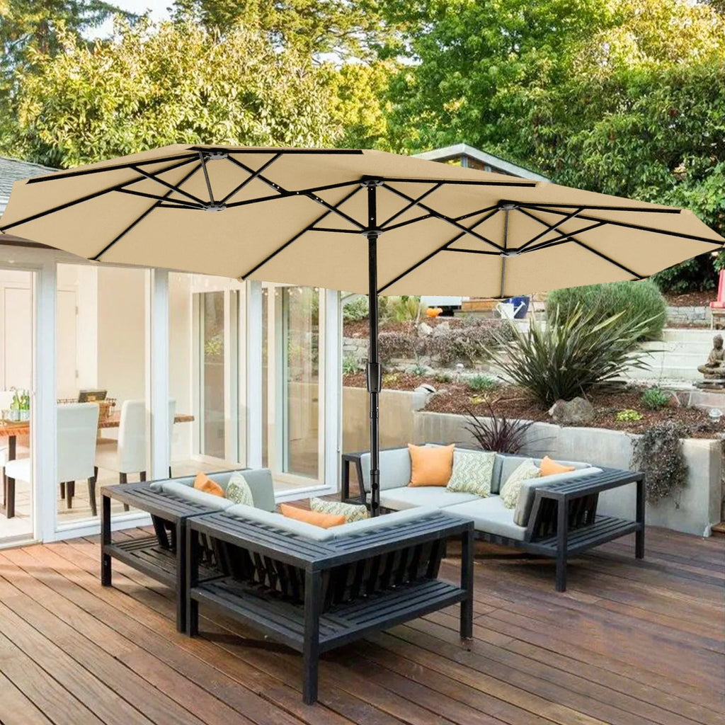 13FT Double Sided Patio Umbrella with Crank Handle I35815