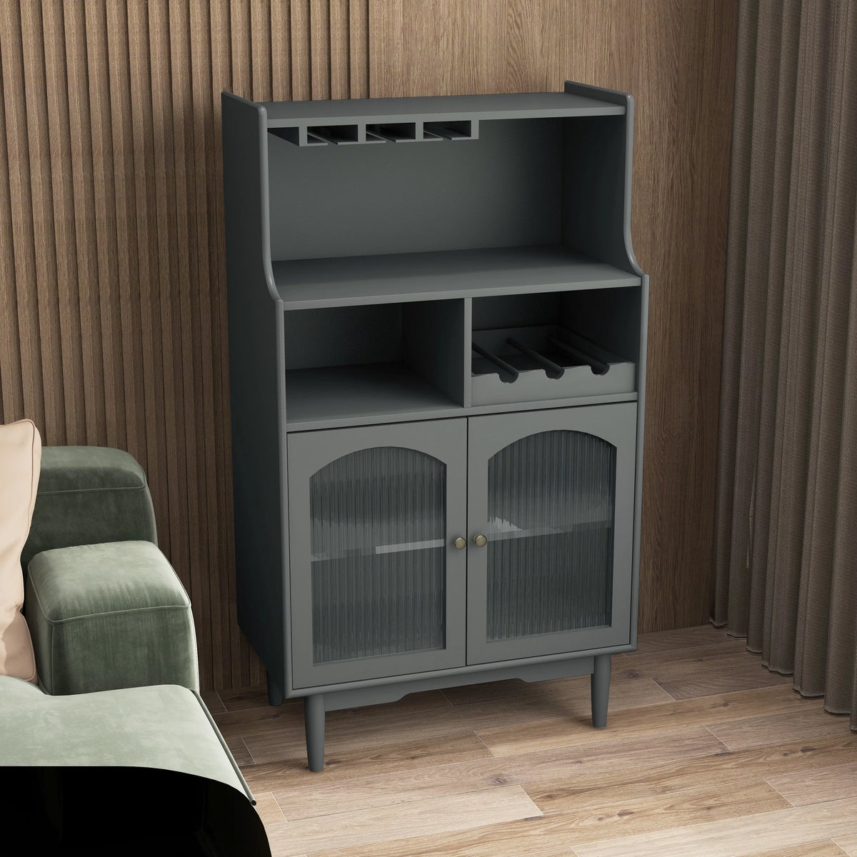 Grey Cabinet with Glass Doors B993
