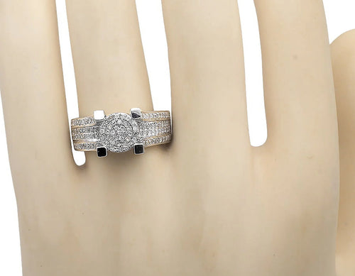 10k White Gold Ladies Round Cluster Diamond Ring D5270