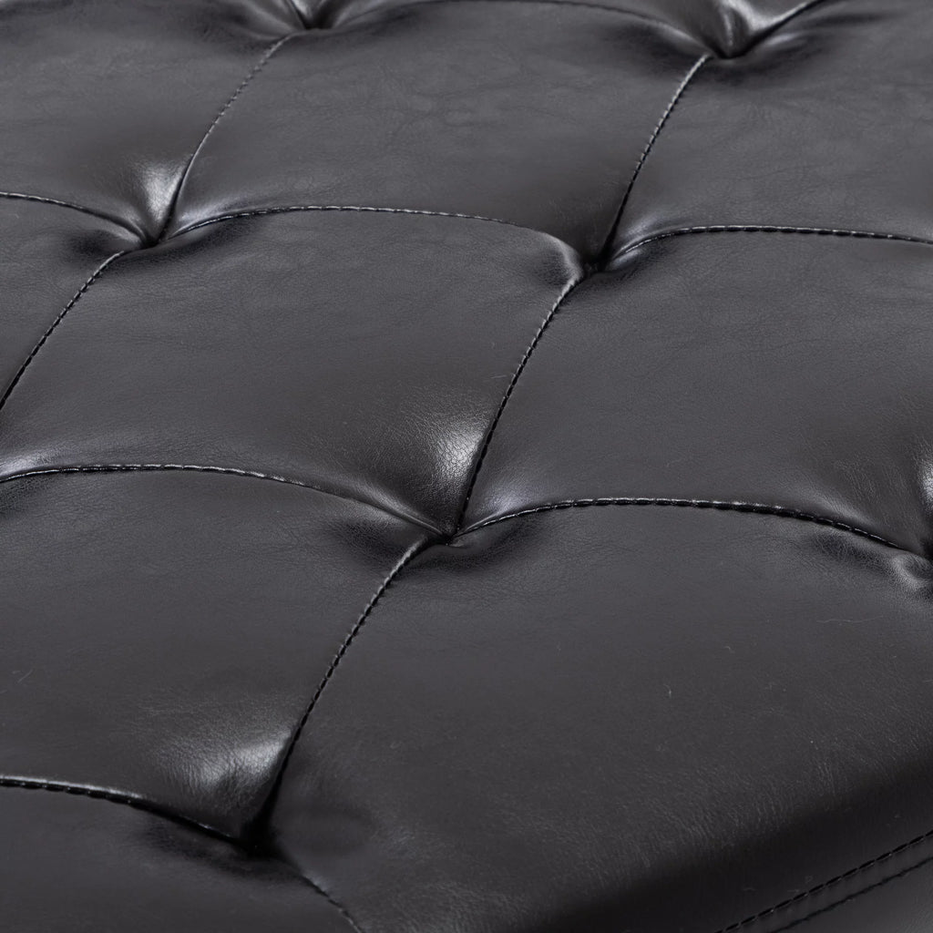 Black Faux Leather Storage Ottoman N3476